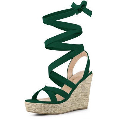 Allegra K Women's Espadrilles Platform Heels Lace Up Wedge Sandals