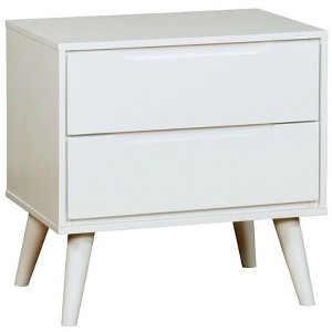 Gulches White Mid-Century Nightstand with Tapered Legs and Modern Flair - 1 of 4