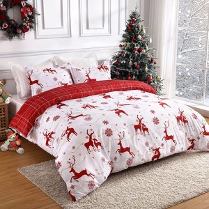 2 Piece Christmas Duvet Cover Set Twin XL Size, Soft Reversible Comforter Cover with Pillow Sham, Cute Patterned Bedding Set for Bedroom Apartments - 1 of 4