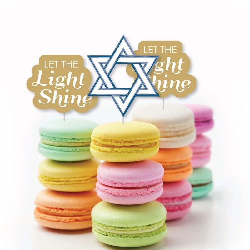 Big Dot of Happiness Happy Hanukkah - Dessert Cupcake Toppers - Chanukah Clear Treat Picks - Set of 24, 3 of 8