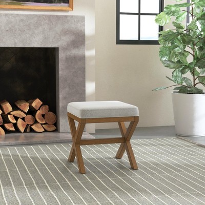 Somerset Fog Gray Upholstered Backless Vanity Stool with Rubberwood Legs