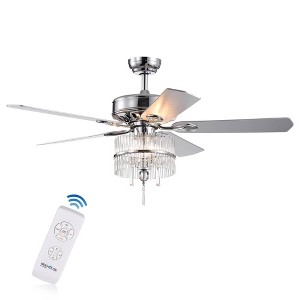 Warehouse Of Tiffany Wyllow DeBase 52" 5-Blade Chrome Lighted Fan Two-Color Blades Reversible with Remote Control - 1 of 3