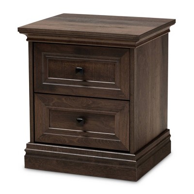 Nolan 2 Drawer Wood Nightstand Brown/Black - Baxton Studio