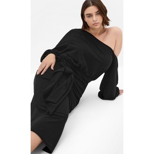 Women's Plus Size Alysia Tie Front Midi Dress - black | CITY CHIC - 1 of 4
