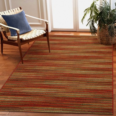Saffron Stripe Synthetic Flat Woven Indoor/Outdoor Rug