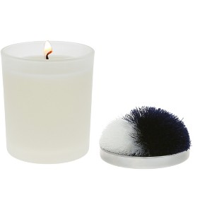 Pavilion Gift Company - Blank - Navy & White - 5.5 oz - 100% Soy Wax Candle with Pom Pom Lid Scent: Tranquility - Flame Candles - 1 of 4