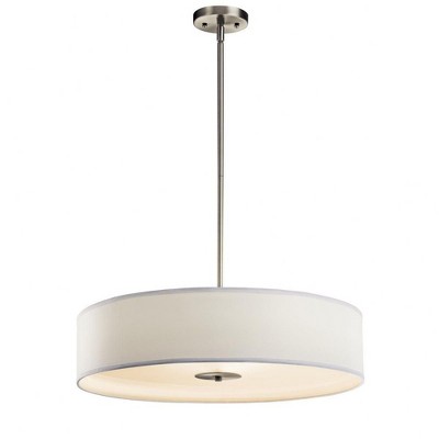 24" Brushed Nickel Drum Ceiling Light with White Shade