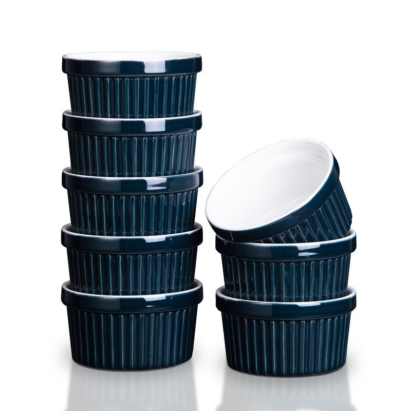 WhizMax Ceramic Ramekins 8 oz, Set of 8, Blue, 1 of 8