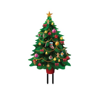 Briarwood Lane Decorated Christmas Tree Metal Yard Art 28.5x15.25 For Christmas Metal Art