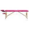 vidaXL Foldable Massage Table 2 Zones Wood Pink - 2 of 4