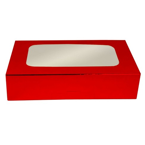 O'Creme Red Treat Box with Window, 8.5" x 5.5" x 2", Pack of 5 - image 1 of 3