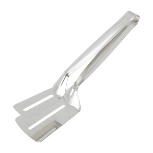 Unique Bargains Kitchen Tongs Extended Design Dishwasher Safe 201 Stainless Steel Silver Tone 12 Inch 1Pcs - 1 of 3