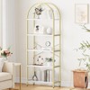 5-Tier Arched Bookshelf, Modern Open Bookcase with Golden Metal Frame and White Board, Freestanding Shelf for Living Room, Bedroom, Home Office - 3 of 4