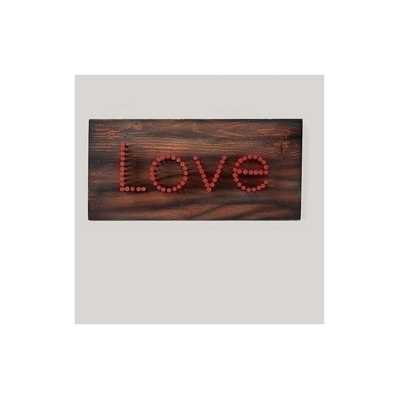 Roman 9.5" Rustic Chic "Love" Hammered Nail Adorned Wooden Plaque Decoration, 1 of 2