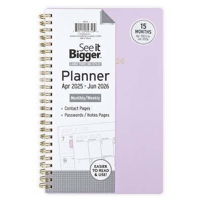 PlanAhead, See it Bigger, April 2025-June 2026 Monthly/Weekly, Planner, 5.5"x8.5", Purple 