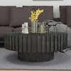 Vynxaria Modern Minimalist Circular Black Coffee Table - 31.4" Natural Wood Finish - 2 of 4