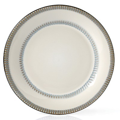 White Ceramic Bohemian 16-Piece Dinnerware Set with Trim Embellishment
