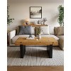 Tribesigns 47.2"Solid Wood Coffee Table, Black and Wood Two-Tone Modern Rectangle Coffee Table, Living Room Table for Bedroom, Rustic Natural - 3 of 4