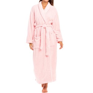 ADR Women's Long Robe, Fleece Plush Robe Woman, Cozy Regular & Plus Size Women's Bath Robe - 1 of 4