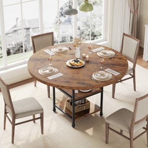 47 In Round Dining Table for 6,Dinner Wooden Kitchen Table with Storage Shelves & Roman Metal Legs for Dining Room,Kitchen,Living Room (Table Only) - 1 of 4