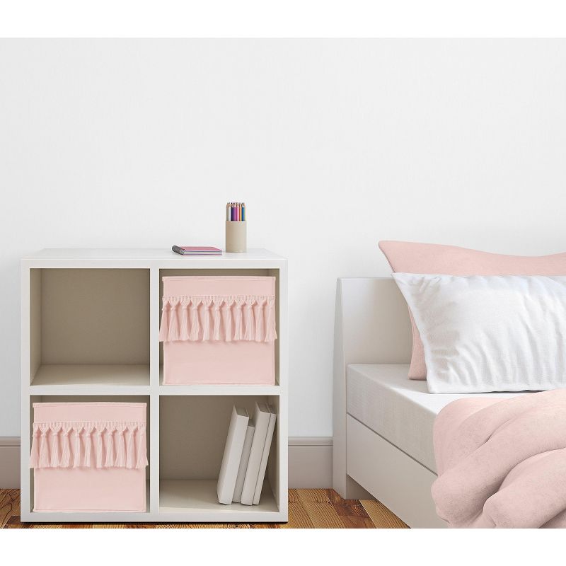 Sweet Jojo Designs Girl Set of 2 Kids' Decorative Fabric Storage Bins Bohemian Blush Pink, 3 of 6