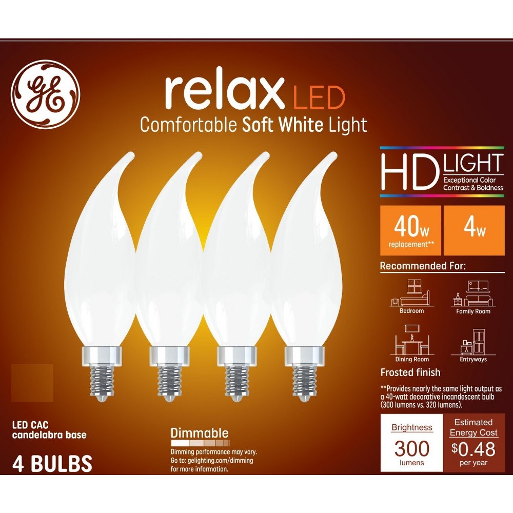 Photos - Light Bulb General Electric GE 4pk 40W Refresh LED Decorative  