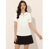 INSPIRE CHIC Women's Summer Peter Pan Collar Contrast Trim Puff Short Sleeve Blouse - 2 of 4