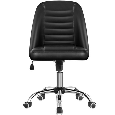 Yaheetech Faux Leather Mid Back Home Office Desk Chair With Chrome