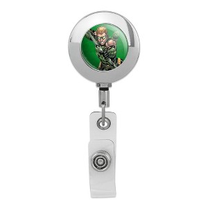 Justice League Green Arrow Character Metal Chrome Badge ID Card Holder Clip - 1 of 3