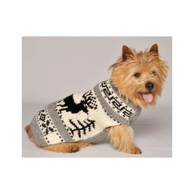 Chilly Dog Black Southwest Reindeer Shawl Dog Sweater, 2 of 6