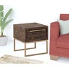 HomeRoots 18" Antiqued Brass And Brown Reclaimed Wood End Table With Drawer - 2 of 4