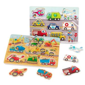 B. toys - Peg Puzzles Peek & Explore - Construction Vehicles & Transport - 2pk - 18pc