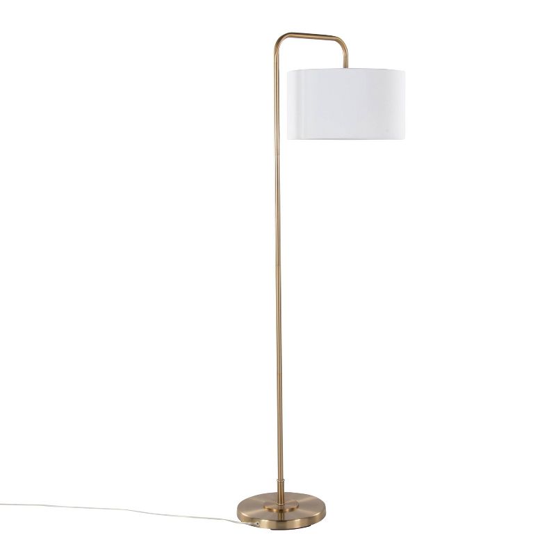 LumiSource Puck 63.75&#34; Contemporary Metal Floor Lamp in Gold Metal with White Linen Shade from Grandview Gallery, 4 of 10