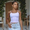 Knit & Lounge Women’s Ribbed Knit Cami Top Ruffle Trim Cropped Fit Adjustable Spaghetti Straps Everyday Basic Layering Tank - 2 of 4