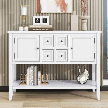 Vintage Console Table, Buffet Sideboard Cabinet with Four Small Drawers and Bottom Shelf-ModernLuxe