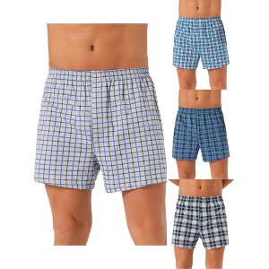 INSPIRE CHIC Men's 4 Pack Elastic Waistband Plaid Printing Boxer Shorts - 1 of 4