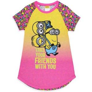 Girls' Despicable Me Minions Take Your Friends With You Nightgown Pajama Multicolored - 1 of 4