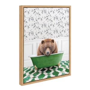 18" x 24" Sylvie Big Bear in Eclectic Green Bath Canvas by Amy Peterson Natural - Kate & Laurel All Things Decor - 1 of 4