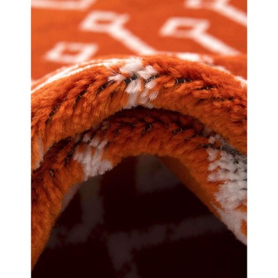 Rectangular Orange Trellis Stain-Resistant Synthetic Rug