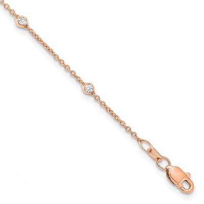 Black Bow Jewelry 14k Rose Gold 1/5 Ct Lab Grown Diamond (E-F, VS1) Station Anklet - 9in