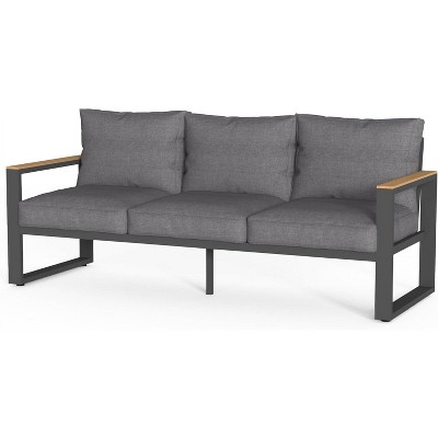 Heynemo Aluminum Outdoor Couch, All-Weather Metal Patio 3-seat Sofa with Soft Thick Cushions, Patio Sofa Couch for Porch Backyard Garden
