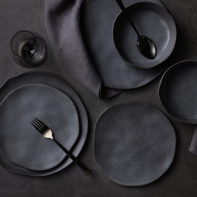 Gray Ceramic 32-Piece Dinnerware Set for 8
