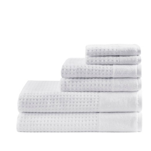 Madison Park Blue Spa Waffle 6 Piece Jacquard Combed Cotton Towel Set