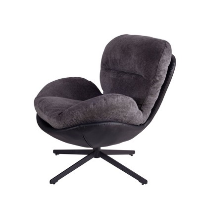 NicBex Chenille Swivel Accent Chair,Upholstered Swivel Living Room Chairs with High Backrest and Metal Base,Accent Chairs for Living Room