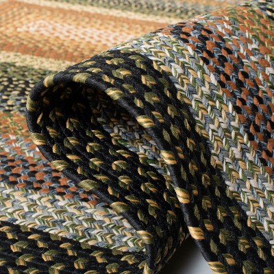 Handwoven Blue Multi Square Braided Area Rug - 6' x 6'