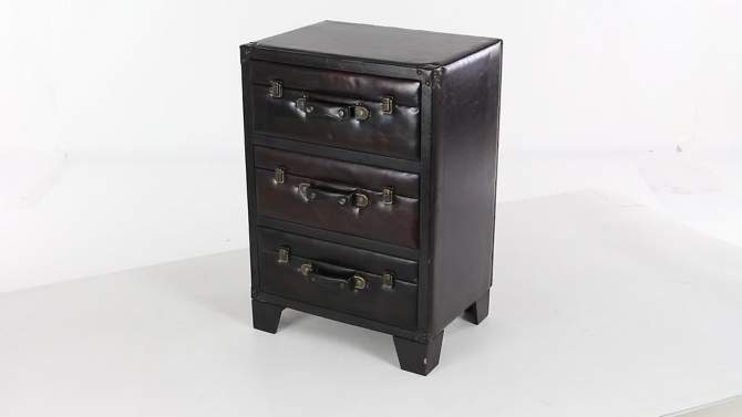 Traditional Wood and Faux Leather Cabinet Dark Brown - Olivia &#38; May, 2 of 20, play video