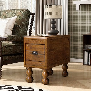 GlasFlength Nightstands Stylish and Functional Bedroom Storage with Ample Drawers and Shelves, Modern Design Style, brown,23.6”*12.6”*20.5" - 1 of 4