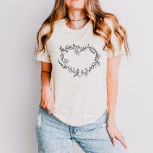 Simply Sage Market Floral Heart Short Sleeve Tee - 1 of 4