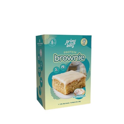 Prime Bites Glazed Cinnamon Protein Brownie - 19g Protein - 9.16oz/4ct: Chewy, Ready to Eat