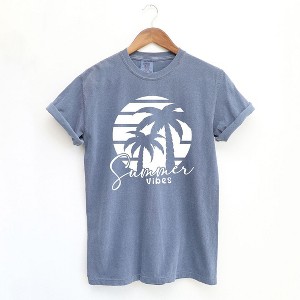 Simply Sage Market Women's Summer Vibes Palm Trees Short Sleeve Garment Dyed Tee - 1 of 2